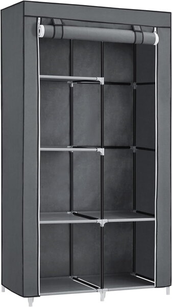 Prenosná látková skriňa, šatník  88x45x168 cm, šedý