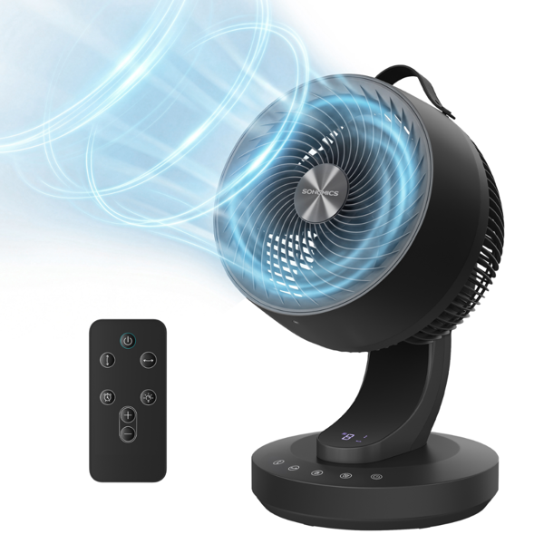 Cirkulačný ventilátor FLOW s diaľkovým ovládaním, čierny